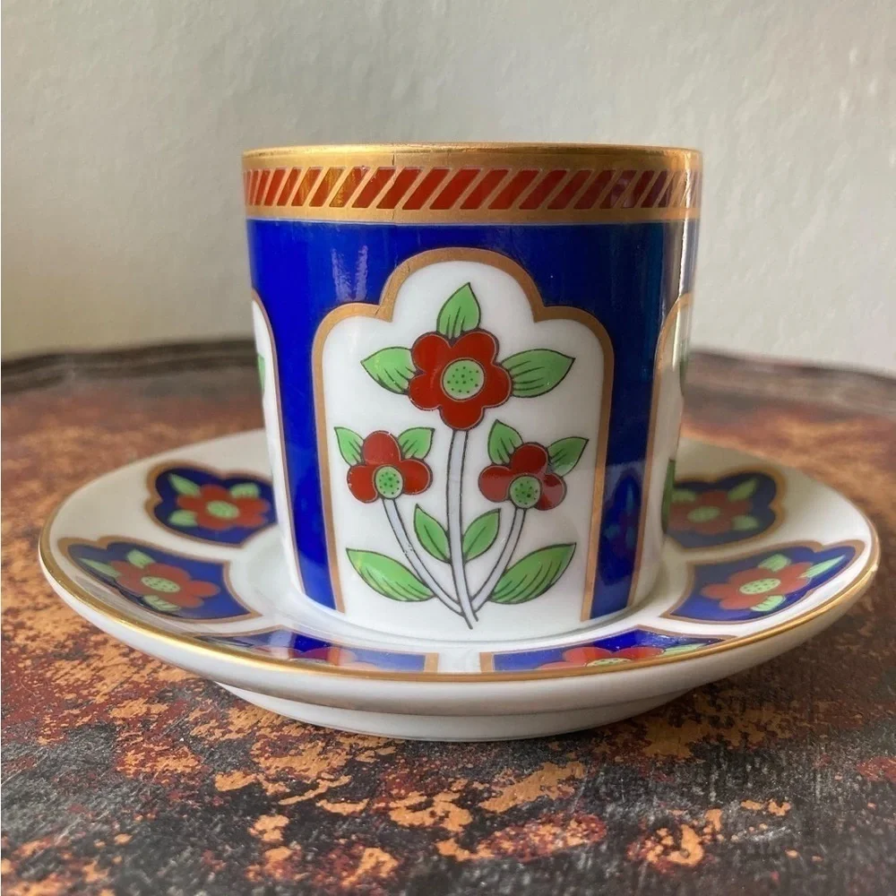 Fitz & Floyd Oriental Flower Demitasse Set